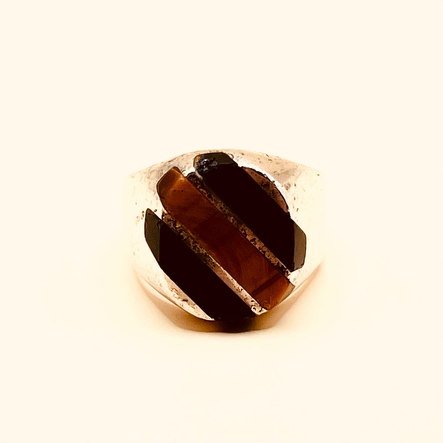 Tiger’s Eye and Onyx Signet Ring